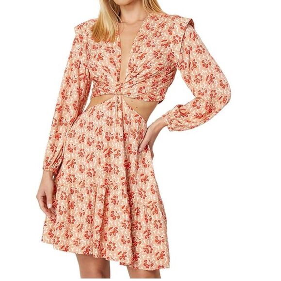 Joie Maeve Long Sleeve Floral Cut Out Mini Dress | Size 2 - Picture 1 of 10